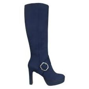 NEW Impo Stretch Orion Women's 8.5 M Blue Faux Suede Zip Knee High Heel Boots